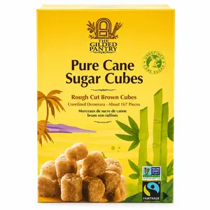 The Gilded Pantry Pure Cane Brown Sugar Cubes - Rough-Cut Demerara, Natural Sweet Flavor, Fair Trade, Non-GMO Certified, Cholesterol Free, 17.6 Oz for Tea, Coffee, Cupboard Staples