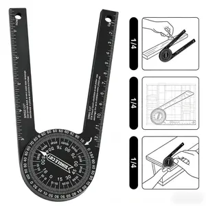 Aluminum Miter Saw Protractor | 7-Inch Rust Proof Angle Finder Featuring Precision Laser Engraved Scales Professional Miter Saw Protractor with Measuring Rulers for Angle Finder Carpentry, Crown Molding Tool & Baseboard building trade men