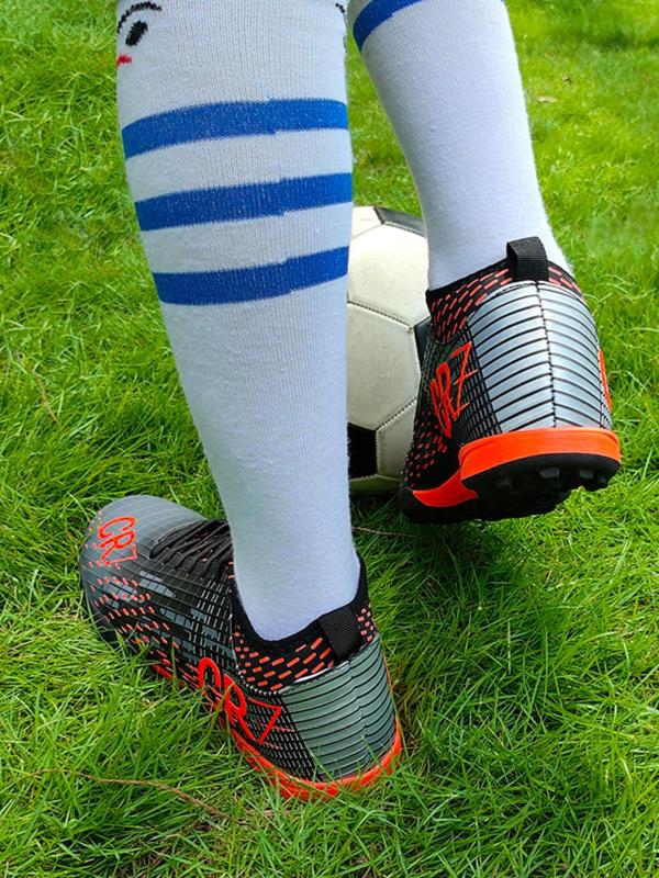 Unisex's Letter Print Low Top Spike Football Shoes, Soccer Shoes, Breathable Comfortable Football Cleats, Football Training Shoes, Football Boots for All Seasons