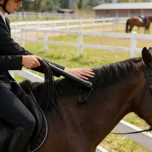 Black short equestrian whip, mini size suitable for novice riders just starting out, gentle and non-irritating guidance for better care and companionship