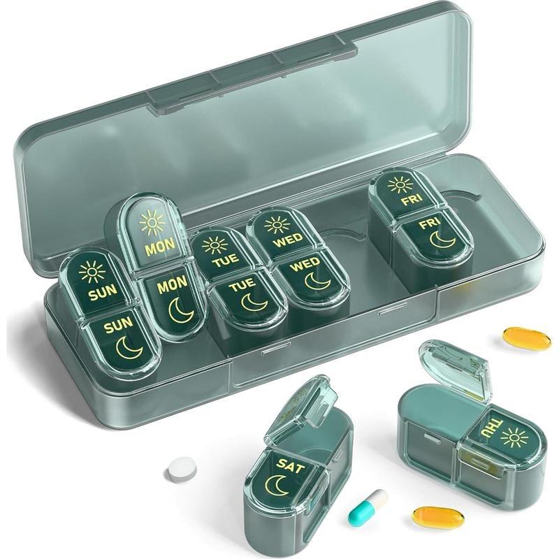 Pill Organizer 7 Day, Weekly Pill Box for Travel, Portable Medicine Organizer for Vitamins, Fish Oils & Supplements
