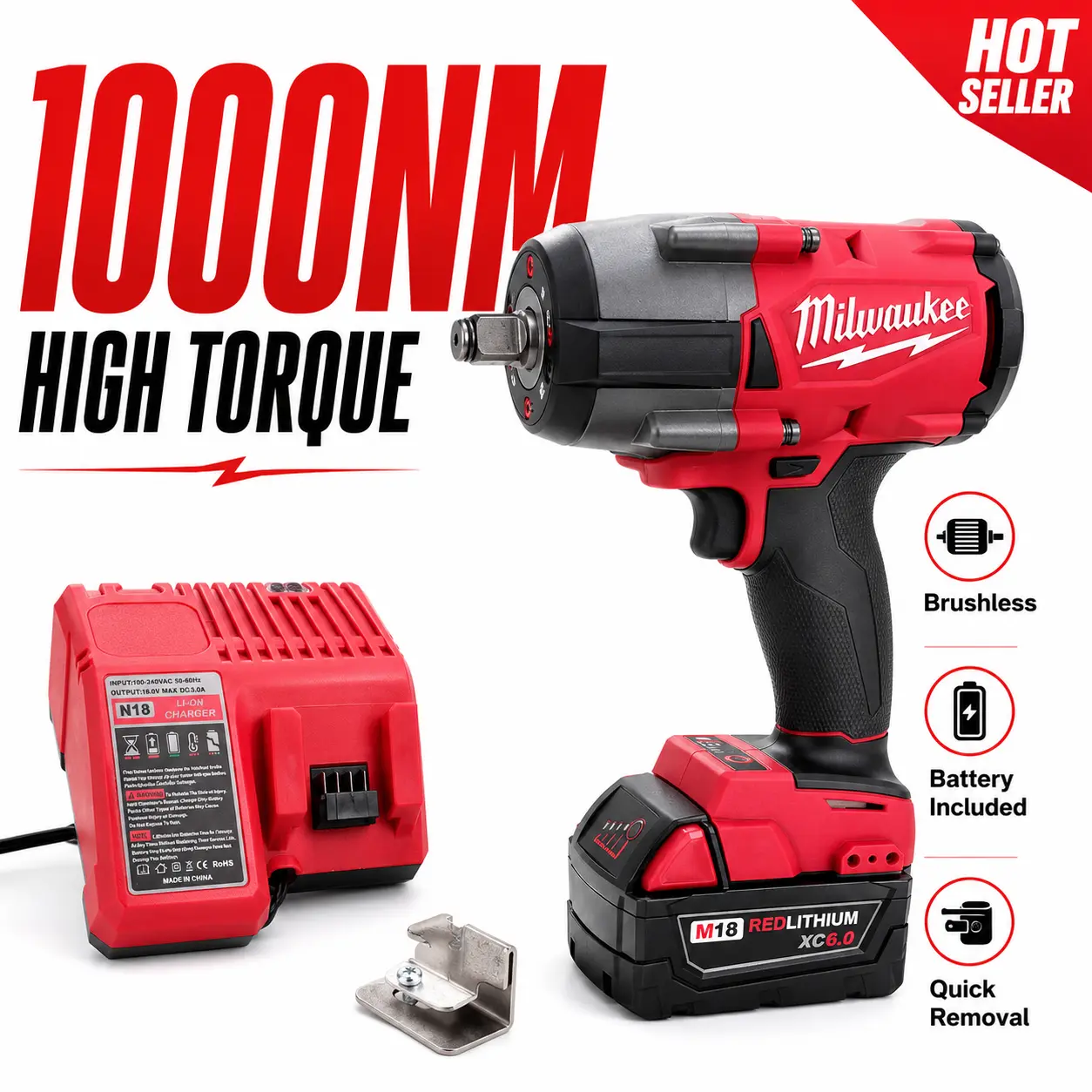 Milwaukee M18 Heavy Duty Torque Wrench - 1000Nm High Torque Work Tool for Heavy Equipment, Work Tools, Tools And Gadgets