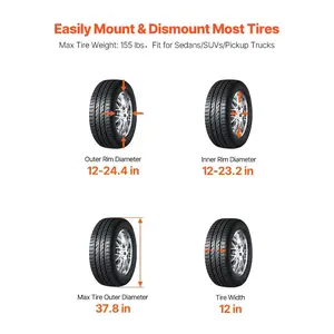 VEVOR Electric Tire Changer, 18 Spindle, Durable Tire Changer Tire Balancer with 1.5 HP Motor, Accurate Tire Changer Tire Balancer with Auto Calibration Mode, FIt for Sedans/SUVs/Pickup Trucks