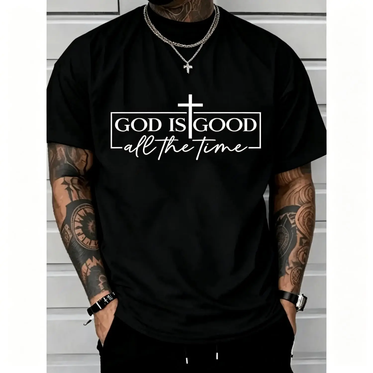 Express Your Faith With A 100 Cotton T-Shirt Featuring GOD IS GOOD All The Time And A Cross Graphic For Christian Golf Gifts For Men And Women