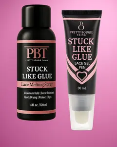 PBT Pretty Bougie Thing Basic Melt Duo Lace Adhesive & Gel Melt - 100g Each - Haircare Product for Lace Application - Stuck Like Glue Melting Spray & Lace Gel Pen - Strong Hold - Lace Gel Adhesive Kit