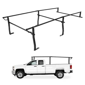 800-lb Adjustable Carbon Steel Truck Ladder Rack – 43-63" Width, No-Drill Installation, Built for Full-Size Pickups