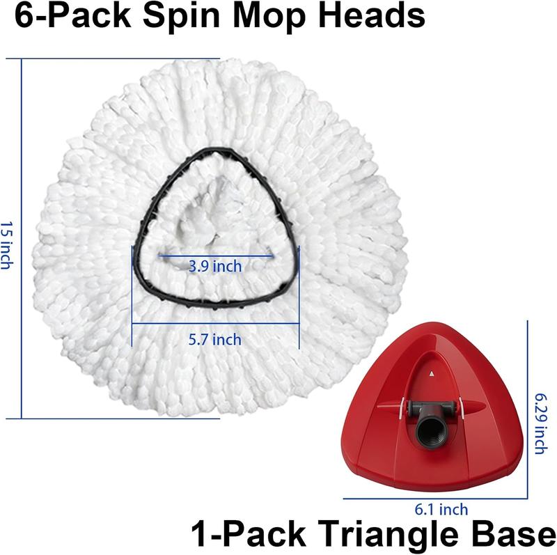 "Scrub Brushes Gift" 6 Pack Spin Mop Head Refills Compatible with O-Cedar EasyWring 1-Tank System, Durable Microfiber Replacement Mop Heads for Hardwood, Tile & Laminate Floors, Washable & Reusable