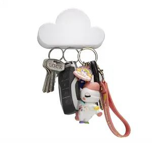 TWONE White Cloud Magnetic Wall Key Holder - Easy to Mount - Powerful Magnets Keep Keychains and Loose Keys Securely in Place