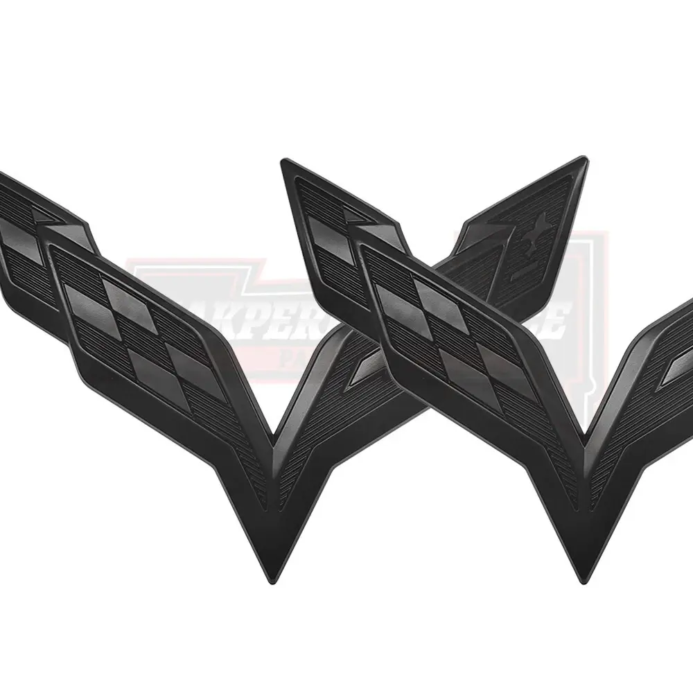 2pcs Black for Corvette C7 Front Rear Emblem Badge 2014-2017 Cross Flag Symbol