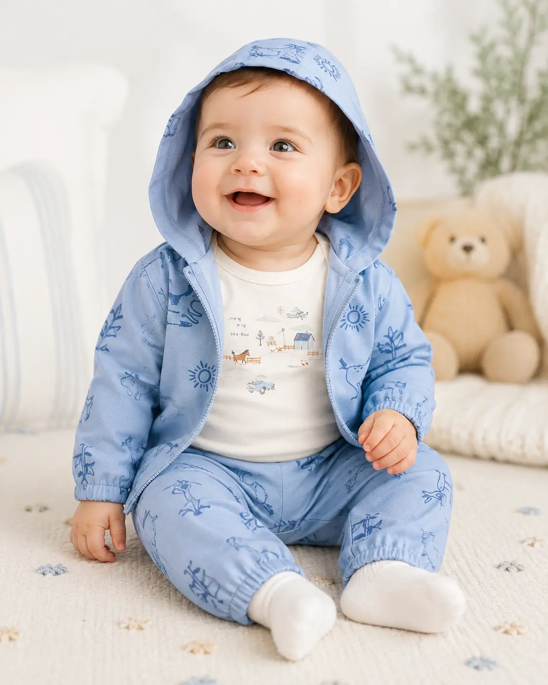 Carter's Baby Boy Dog 3-Piece Cardigan Set - Blue/White, kids, original, babyshower, set gift