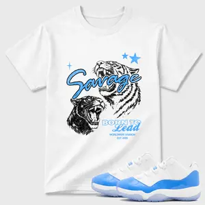 Savage Shirt To Match 11 Low University Blue, 11 University Blue Sneaker Matching Shirt, Sneaker Match Tee, Cotton Unisex Graphic T-Shirt