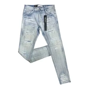 P547 - Rip & Repair All Over Rhinestone Slim-Fit Stretch Jeans
