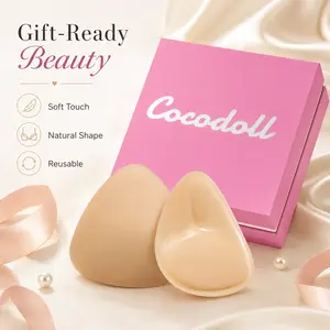 Cocodoll Sticky Cup Inserts - Women's Double-Sided Adhesive Bra Inserts, Instant Boost Push-Up Accessories for Seamless Bikinis, Swimwear and Fitted Underwear, Snowy Sticky Inserts Washable Lift Invisible No-Sew Portable Waterproof