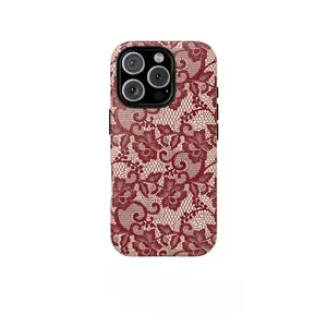 Burgundy Case, Glossy Soft Case, Lace Phone Case, Matte Case, Gift for Her, Slim or Tough Shell,phone Case Suitable for Iphone 11/12/13/14/15/16/17 Pro Promax Plus Air and Samsung S22/S23/S24/S25 Plus Ultra Fe