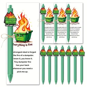 30 Pcs/15 Sets Trash Can Flame Pen Set, Funny Ballpoint Pens, Ballpen Set & Bookmarks, Thanksgiving & Christmas Gifts, Pens for Teachers & Students, Employee & Office Bulk Gifts, Team Motivation, Student Presents, Fun Accessories, Novelty Stationery