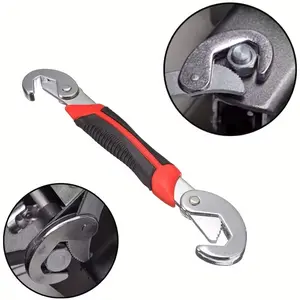 High Torque Double-head Adjustable Wrench, High Carbon Steel Material For Durability, Non-slip Rubber Handle, Reduces Hand Fatigue During Use, Ideal For Daily Home Repair And Outdoor Pipeline Maintenance