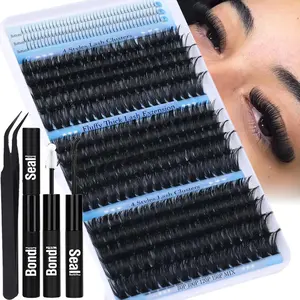 390 Fluffy Eyelash Clusters D Curl Mixed Length 12-20mm, DIY Individual Lash Extensions Kit for Beginners, Single Row False Eyelashes Set