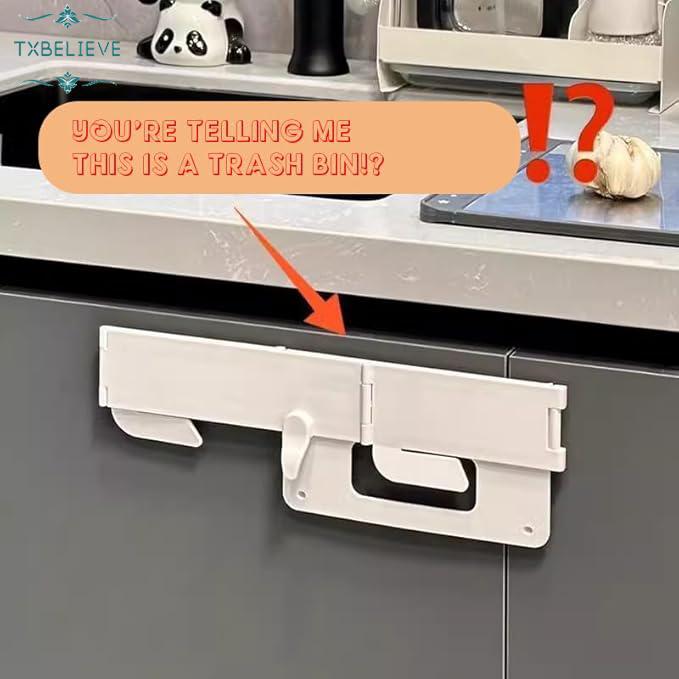 Foldable Trash Bag Holder, Hanging Waste Garbage Can Rack Magnetic Closure Waste Bag Hanger Racks with Fixing Snap for Kitchen Cabinets Doors