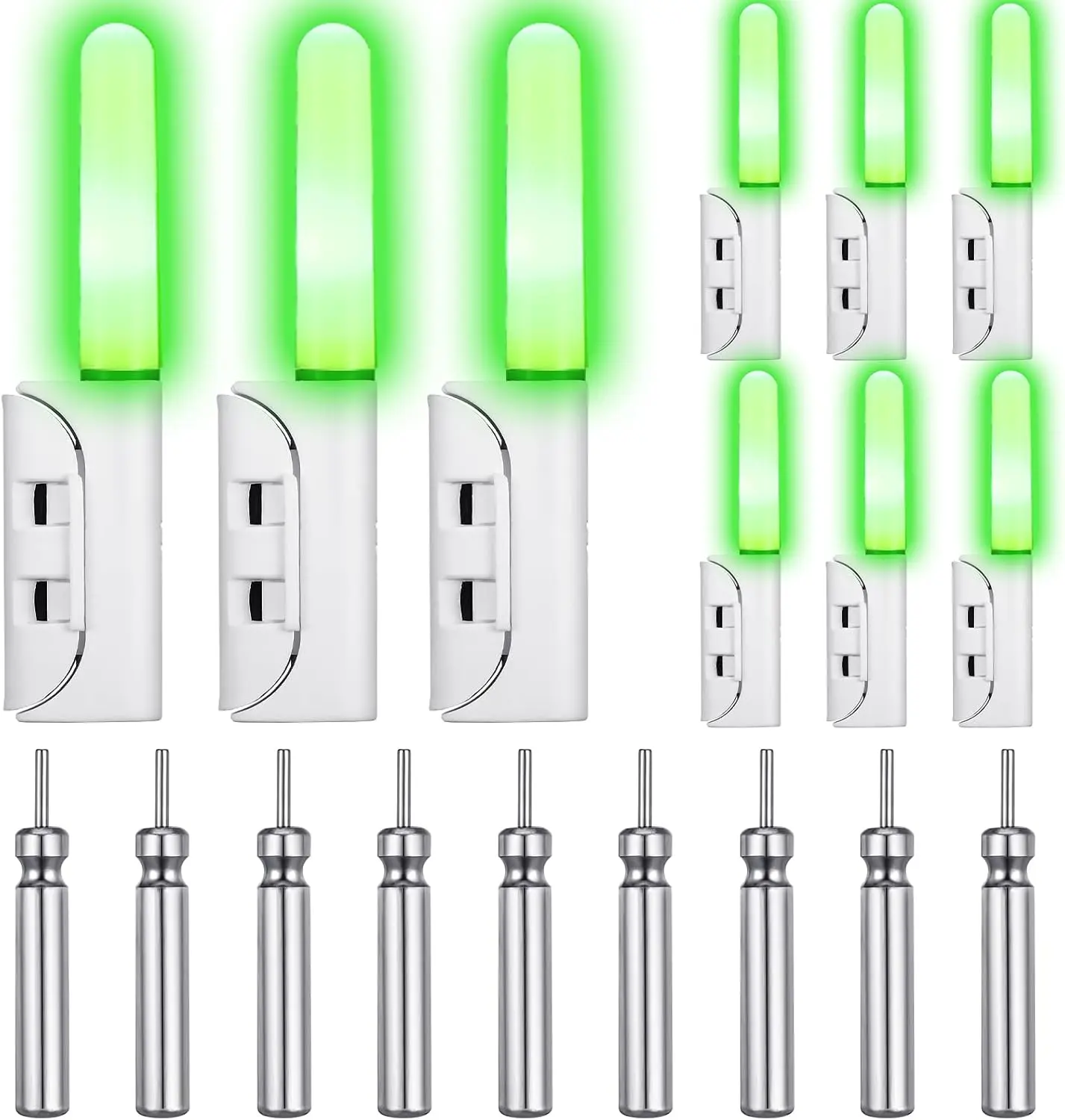 9 count 2.5 Inch Fishing Glow Sticks LED Fishing Pole Light Night Fish Strike Alert Glow Stick Bite  Night Fish Rod  Luminous Rod