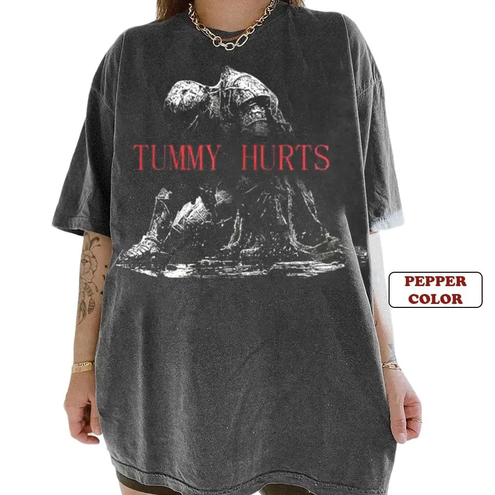Tummy Hurts Knight Shirt, Funny Dark Fantas T-Shirt, Gift for Men, Gift for Women, Crew Neck T-shirt, Trending T-shirt
