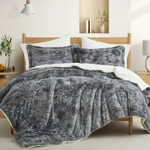 Sherpa Comforter Set  Size 3 count,Soft Fleece Comforter Set,Warm  Plush Winter Bedding Set,Luxury Fuzzy Bed Set with Reversible Comforter & 2 Pillow Shams