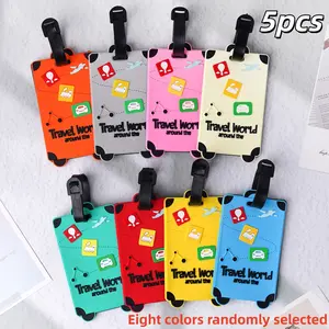 5pcs Summer Travel Soft Gel Luggage Tags, Cute Silicone World Map Boarding Pass, Prevents Lost Luggage, Easy to Identify, Ideal Travel Gift, Versatile Travel Accessory, Travel Essentials