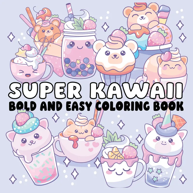 Kawaii Snacks-Themed Coloring Comic Book - Bold, Easy-to-Color Cute Characters, Unique Shapes, Fun Designs for Creative Kids' Activities - Children's Literature & Art Book, Coloring Book, Kawaii Coloring Book