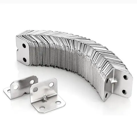 50PCS Carbon Steel 4-Hole 90° Perfect Fit Corner Bracket - Sturdy Bracket, Rust-Safe Metal, Reinforced Support, No Wobble, Easy Installation Furniture Hardware with Screws for Cabinets, Wardrobes