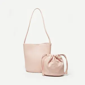 Josie | Cowhide Split Leather Bucket Bag With Soft Pouch