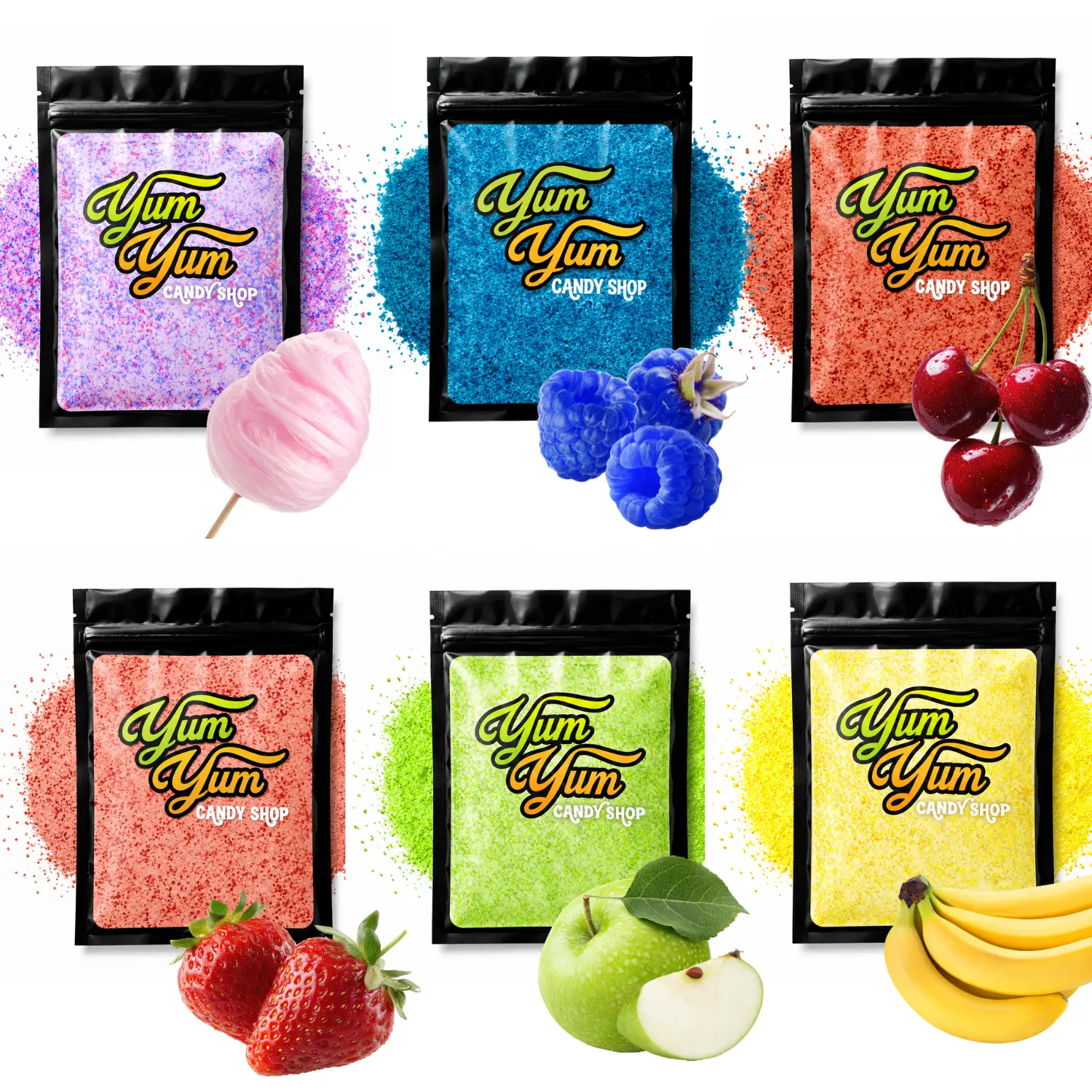 Sour & Sweet Candy Dipping Powders Flavored Candy Topper Powder for Fruit & Desserts