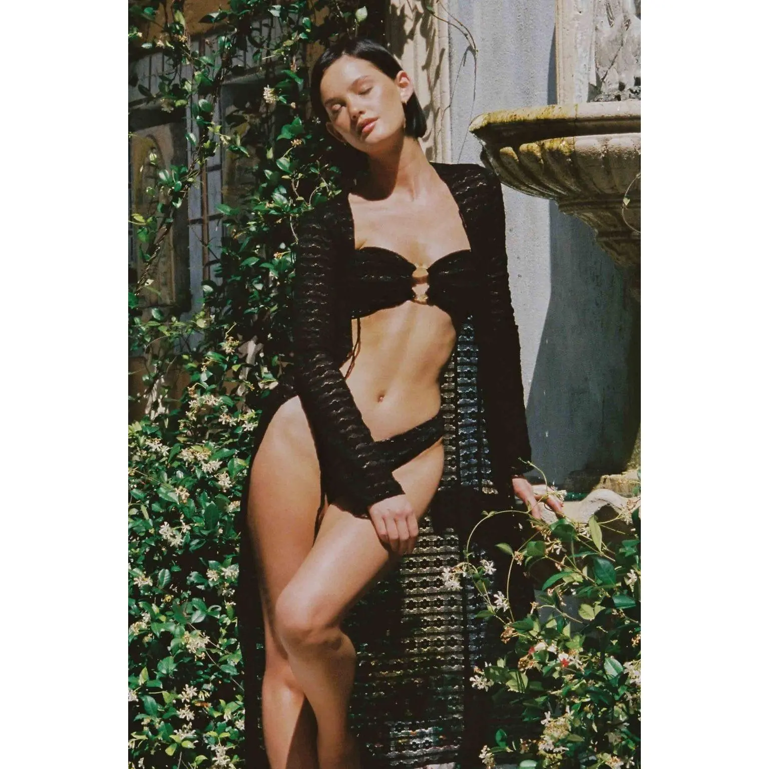 Black Daisy Lace Sophia Kimono