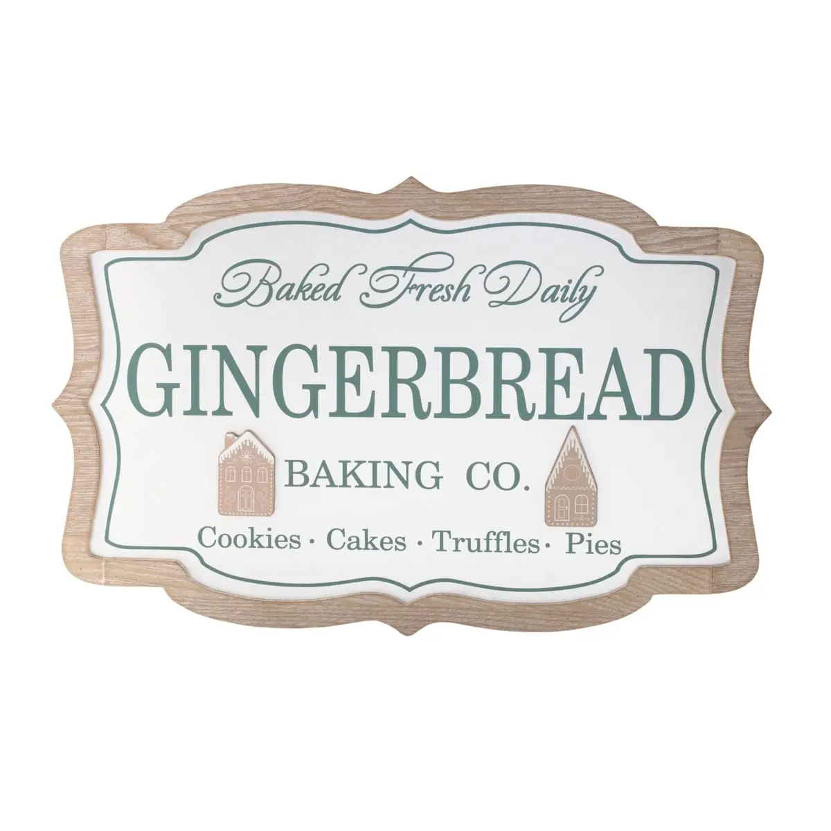 Melrose 94288DS 15x9.5 in. Rustic MDF Board Holiday Food Gingerbread Baking Sign, White-Green - Wall Mount Home Decor, Kitchen Plaque, Ideal Gift