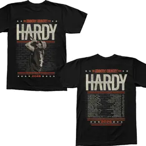 Hardy The Country Country Tour 2026 Vintage Graphic T Shirt, Country Music Concert Back Print Tee, Retro Western Streetwear, hardy concert outfit, Unisex Menswear Womenswear Fan Gift