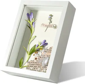 5x7 Shadow Box Frame Display Case with Real Glass for Memorabilia,Wedding Memories,Pins,Awards,Crafts,Tickets and Photos(White)