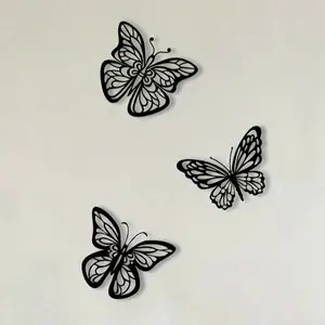 Classic Metal Butterfly Wall Art Set, Living Room Bedroom Bathroom Decoration, Multifunctional Indoor Outdoor Butterfly Decor