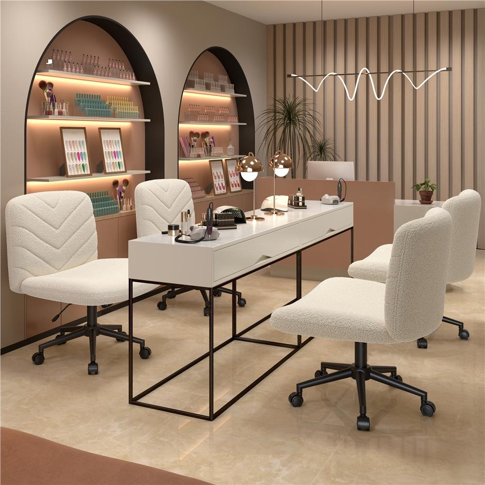 【On Sale】Yaheetech Wide Criss Cross Adjustable Armless Chair with Swivel Vanity, 26" W x 26" D, 300 lb Maximum Weight Capacity, Ergonomic Design