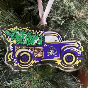 East Carolina University Christmas Tree Truck Ornament Acrylic 2 side (Storm Striker Art, Pirates, ECU Gift, Acrylic Ornament)