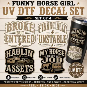 Horse Girl Sticker Pack | Barrel Racing Decals | Broke But Entered | Financially Unstable | Western Cowgirl Stickers