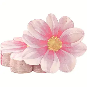 20pcs Elegant Floral Peonies Paper Napkins, Disposable 2-Ply Cocktail Napkins for Weddings and Parties, and Peach Flower Designs for Table Decor