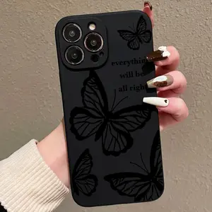 Butterfly Letter Pattern Matte Phone Case Accessories, Premium Texture Simple Design, Fits iPhone 17/7promax/16promax/16/15/14/13/12/11/XS/XR/x/8/7/plus/pro Max, Smartphone, Cellphone