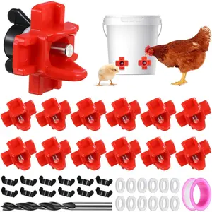 12 Pcs Horizontal Chicken Waterer Nipples, Automatic Poultry Nipple Waterer with Drill Bits for Bucket Chicken Feeders, Non Leak Chicken Waterer Kit for Chicken Coop Outdoor