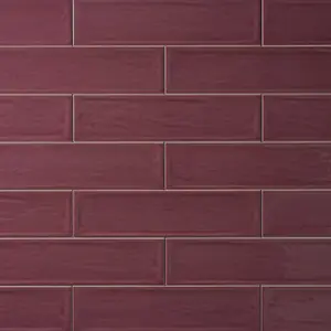 Chanelle Burgundy 3x12 Ceramic Tile Glossy Sample