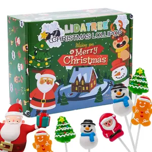 Lidatree Christmas Lollipop Suckers – Assorted Snowman Candies, Individually Wrapped, 24-Pack with Gift Box