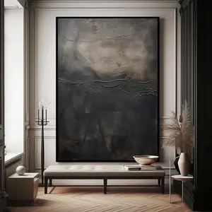 Funny Black And Brown Abstract Painting Medieval Wall Decor Wabi-Sabi Black Brown Wall Art Black Neoclassicism Wall Decor Poster no frame