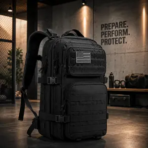 Large Tactical Military Backpack with USA Flag Patch 45L Capacity for Adults Durable Molle System & Quick Access Compartments
