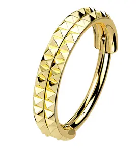 Gold PVD Parallel Polyhedra Edge Hinged Segment Ring