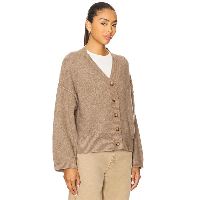 Free People Cool Of The Night Cardi in Mocha Melange