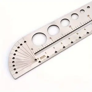 1pc Multi-functional Stainless Steel Ruler With Large Graduations And Hexagonal Design For Office, Leatherworking Projects, Measuring Tool