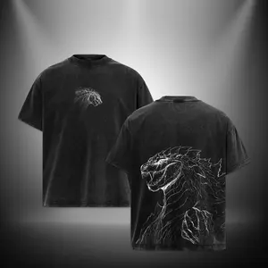 Godzilla v3 - Godzilla King of the Monster Special Edition Double Printed Oversize Lightweight Acid Washed Tee TV series Vintage Graphic Design Top Cotton Comic Movie Classic Streetwear T-Shirt Clothes Menswear Womenswear.