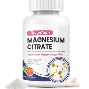 Magnesium Citrate Capsules with Apple Cider Vinegar & Ginger for Gentle Digestive Support Muscle Function, Vegan 120 Capsules